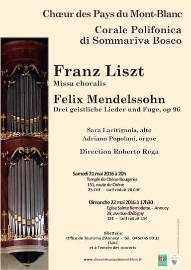 Affiche: 21-22 mai 2016 – Franz Liszt & Felix Mendelssohn