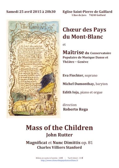 Affiche: 25 avril 2015 – Mass of the Children, J. Rutter