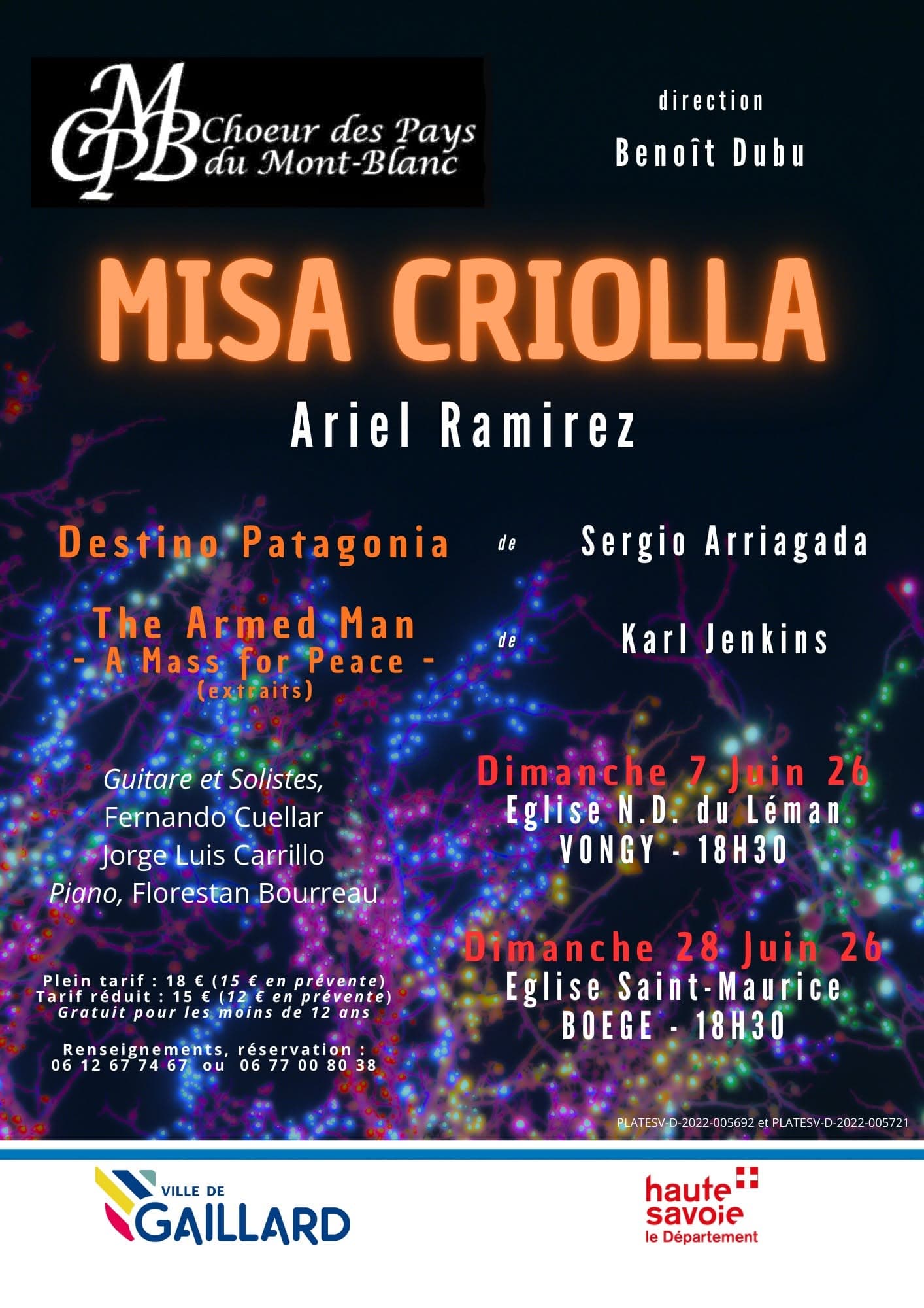 Affiche du concert : Concert autour de la Misa Criolla, 7 et 28 juin 2026, Vongy et Boëge