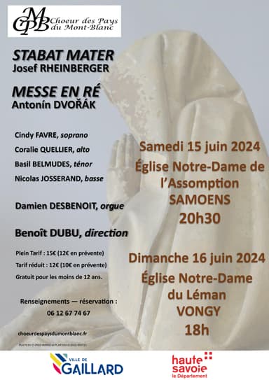 Affiche: Concert Dvorak Rheinberger, 15 et 16 juin 2024, Samoëns et Vongy