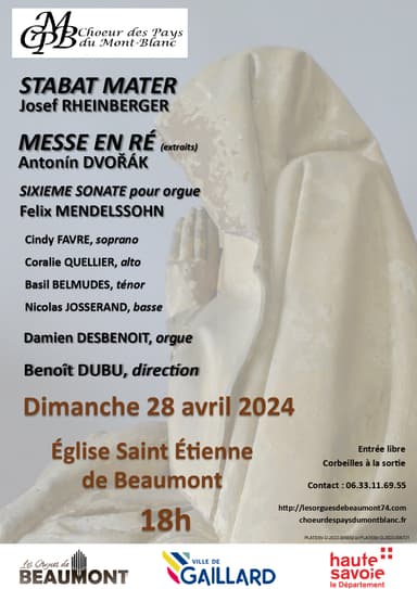 Affiche: Concert Dvorak Rheinberger, 28 avril 2024, Beaumont