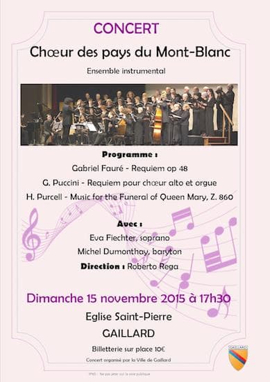 Affiche du concert : 15 novembre 2015 – Fauré, Puccini et Purcell