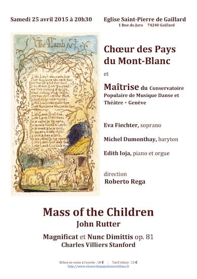 Affiche du concert : 25 avril 2015 – Mass of the Children, J. Rutter