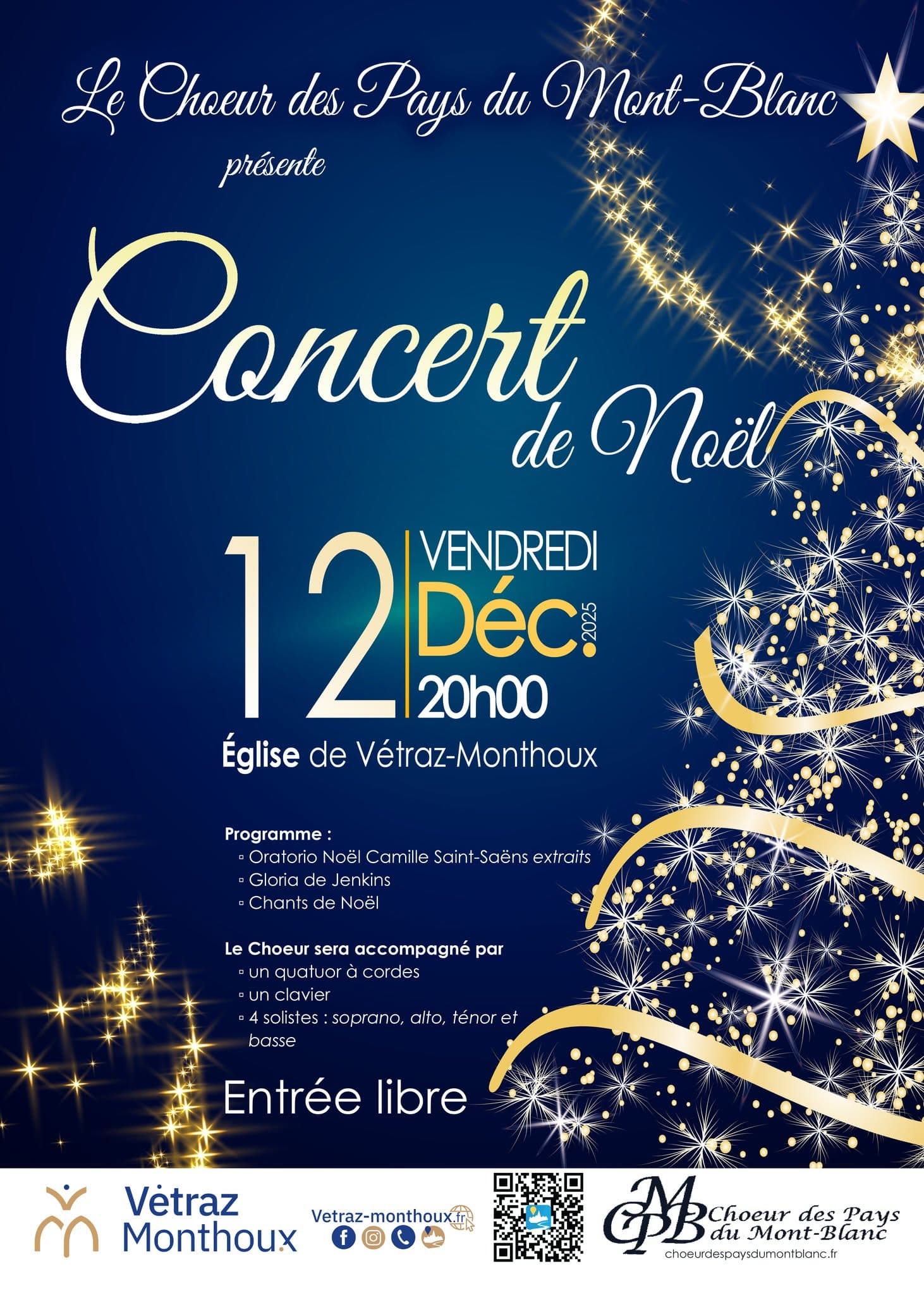 Affiche du concert : Concert de Noël, 12 décembre 2025, Vétraz-Monthoux