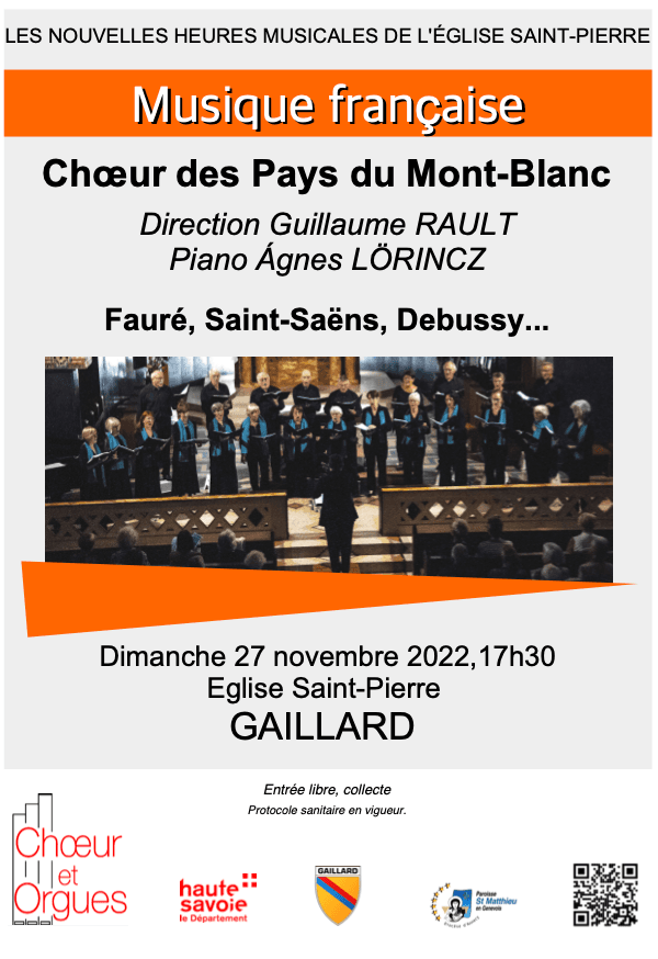 Affiche du concert : Musique Française, 27 novembre 2022, Eglise de Gaillard