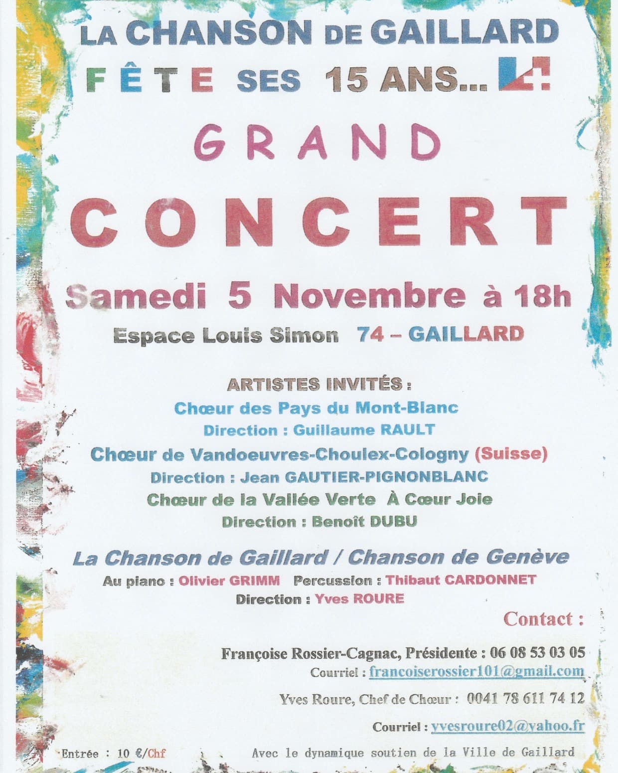 Affiche du concert : Musique Française, 5 novembre 2022, Espace Louis Simon à Gaillard